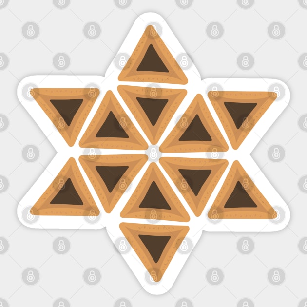 Purim holiday flat design icons of hamantashs in star of david shape Sticker by wavemovies
